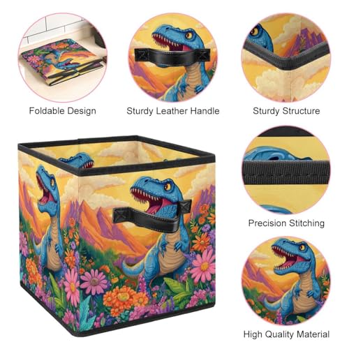 Boîte de rangement dinosaure et paniers de rangement pliables - 5