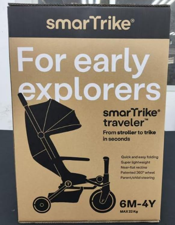 Miniatura 2 de Smartrike Traveler - Cochecito de viaje para niños pequeños, ligero, plegable y compacto con reclinación casi plana, negro ónix