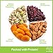 NUT CRAVINGS - Diwali Rosh Hashana & Shana Tova Dried Fruit & Mixed Nuts Gift Basket + Green Ribbon (4 Assortments) Food Arrangement, Healthy Snack Care Package, Food Assortments
