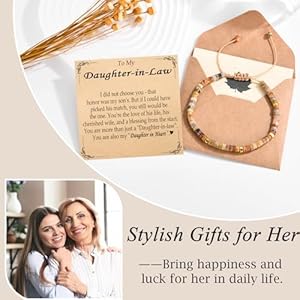 Best Friend Sister In Law Daughter In Law Bonus Daughter Sister Gifts Beaded Bracelets for Women Birthday Christmas New Year Gifts