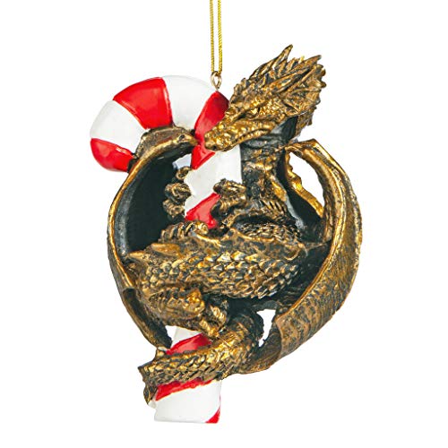 Design Toscano Gothic Dragon With A Candy Cane Sweet Tooth Christmas Tree Ornament, 4 Inch, Single #TOP2