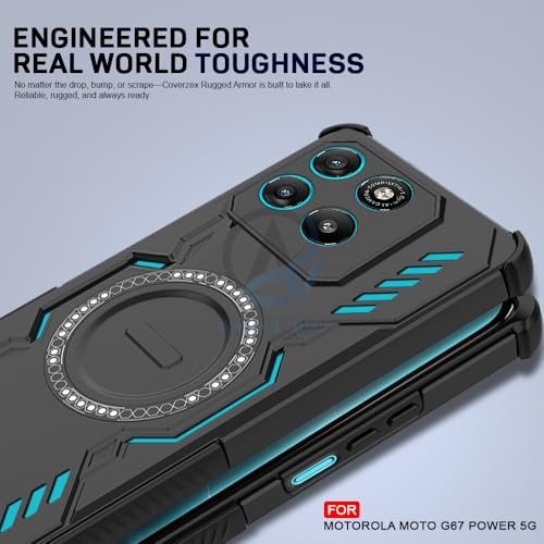 Image of AESTMO Back Case Cover for Moto G67 Power 5G / G57 Power 5G | Magnetic Case with Built-in Metal Ring | Compatible with MagSafe Accessories | Shockproof Hybrid (PC + TPU, Black)
