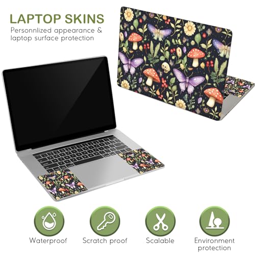 Image of DINKY Laptop Notebook Skin Sticker Cover Decal, 13 13.3 14 15 15.4 15.6 inch Laptop Vinyl Skin Sticker Cover Soft Art Protector Netbook (Mushroom Butterfly)
