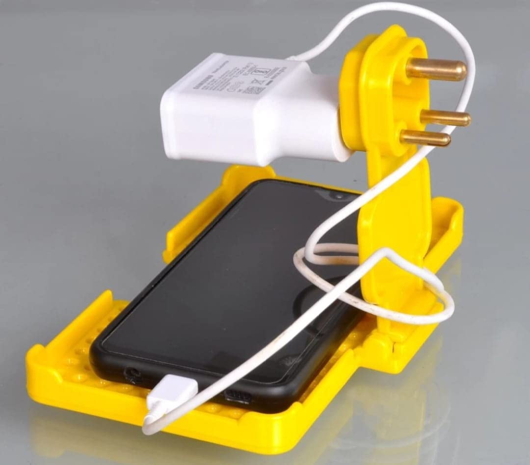 PENTOLE� Multi-Purpose Mobile Charging Stand Holder for Charging, Wall Mount Hanging Mobile Stand Holder, Safe to Use Durable Plastic Mobile Stand (Yellow)-image-44