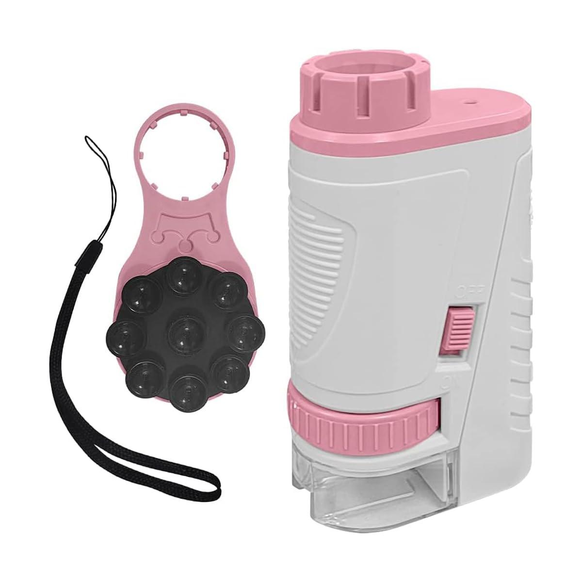 Sarini 60 x 160 x Handheld Microscope Pocket Microscope LED Light Microscope Science Experiments Microscope Set with Phone Holder (Pink)