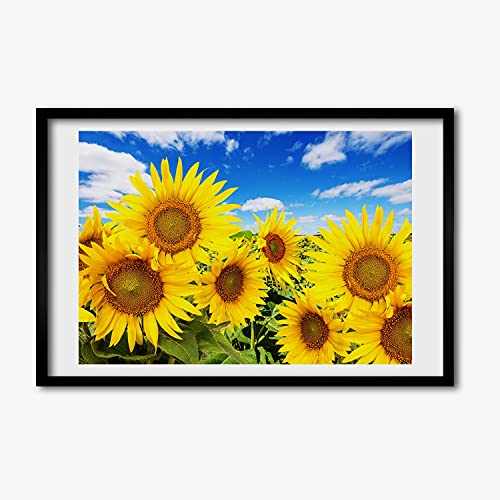 Cadre tournesols 60x40 cm décoration premium Tulup tableau en bois