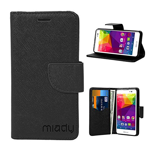 Miady BLU Advance 5.0 case, PU Leather Wallet Case ONLY for BLU Advance 5.0 Phone - Black