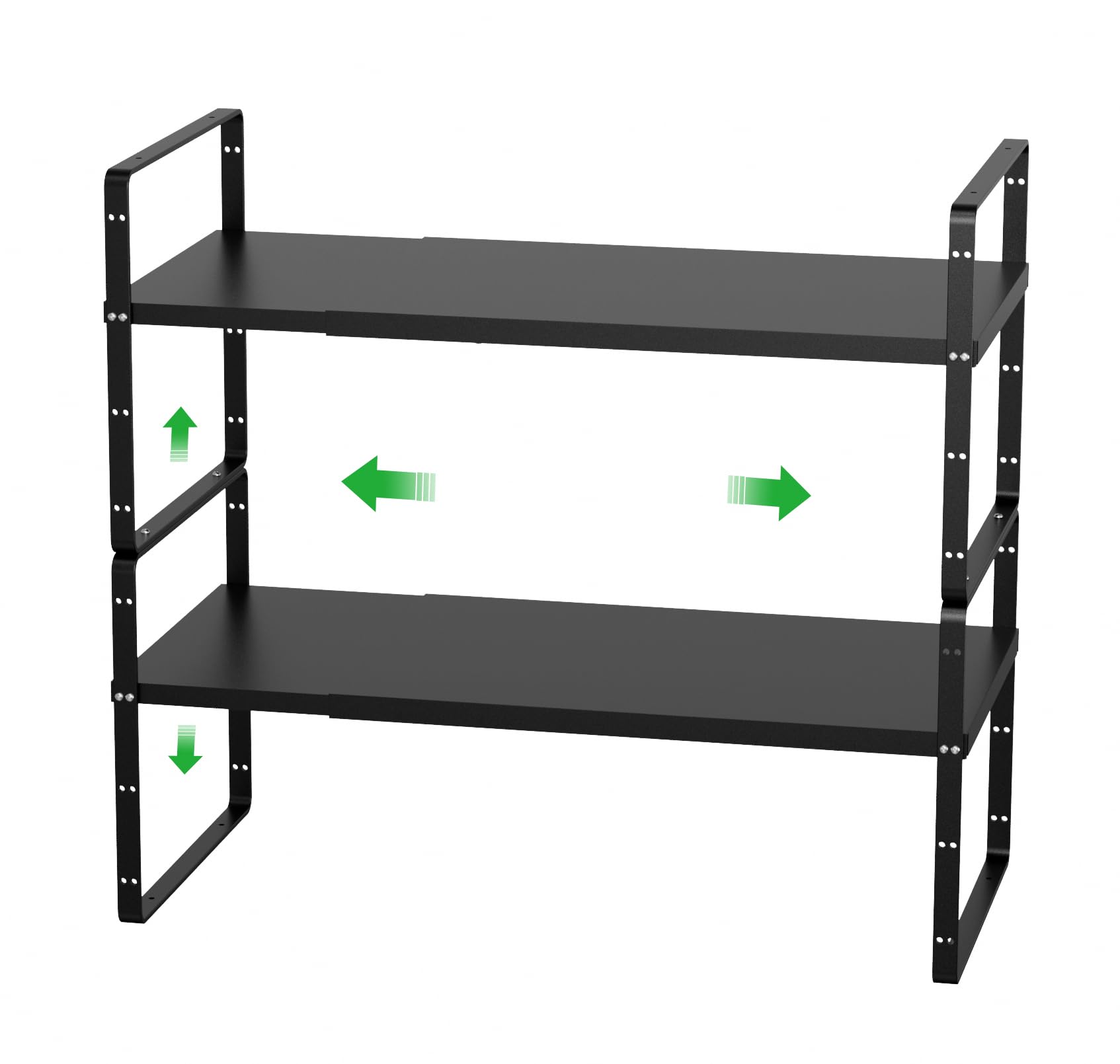 Cabinet Organizer Shelf Expandable,Pantry Organizer Stackable Shelves,Kitchen Counter Under Sink Storage Shelf for Kitchen,Countertop,Cupboard,Inside Cabinet,10.24" D,Black,2 Packs