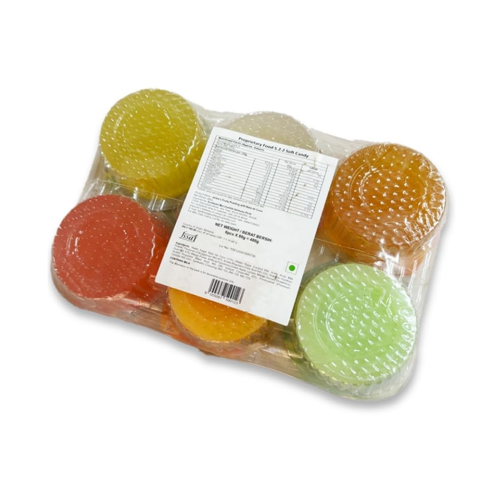 Jeram's Fruit Pudding Cups | 6 x 80g | With Nata de Coco | Assorted Flavors - Mango, Lychee, Honey Dew, Apple & Strawberry | Ready-to-Eat Dessert | Imported from Malaysia - Image 3 thumbnail
