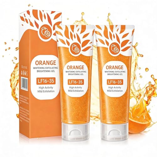 Image of Orange Enzymes Exfoliating Gel for Face & Body | Deep Cleansing Moisturizing Facial Exfoliator | Dead Skin Remover | Brightening & Pore Cleansing Scrub for All Skin Types Vitamin C (PACK OF 2)