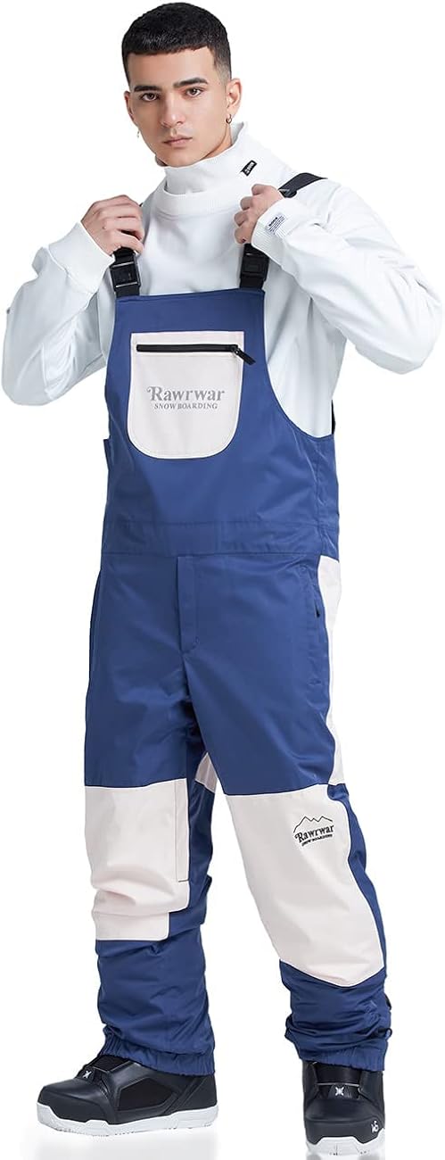 HOUZONIY Unisex Snow Bib Pants for Women Waterproof Insulated,Mens Snow Overalls Loose Fit,Ski Overalls for Winter Sport