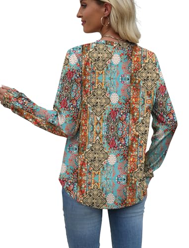 Image of WIHOLL Sweatshirt for Women Crewneck Long Sleeve Shirts Curved Hem Lightweight Sweaters Fall Clothes 2025