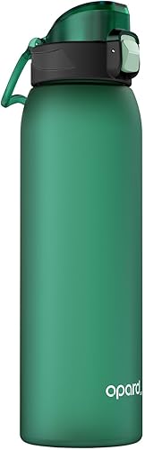 Miniatura 10 de Opard Botella de agua de plástico de 32 onzas apta para lavavajillas, tapa abatible a prueba de fugas, Tritan sin BPA, botella de agua deportiva