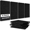 BUBOS 4 PCS Fabric Acoustic Panels, 23.6''x11.8''x1'' Self-Adhesive Soundproofing Panels for Home Studio, Office & Living Room, Sleek Design to Eliminate Echo,Fabric-Clad Matte Black