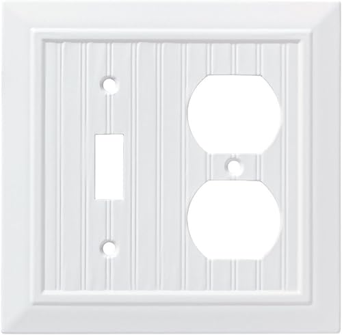 Franklin Brass Classic Beadboard (1-Pack) Single Switch/Duplex Combo Pure White 2-Gang Combination Wall Plate Electrical Outlet Covers W35269-PW-C