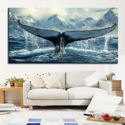 Toile queue de baleine de 55x110 cm sans cadre pour salon - 2