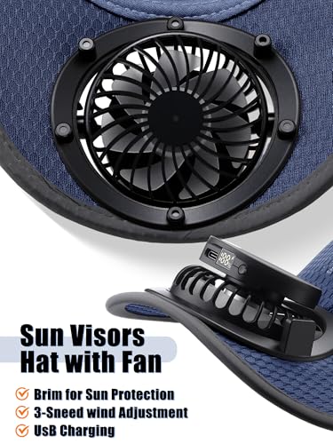 Image of Yaomiao 2 Pcs Solar Baseball Cap with Fan Unisex Sun Protection USB Charging Fan Mesh Hat for Summer Outdoor