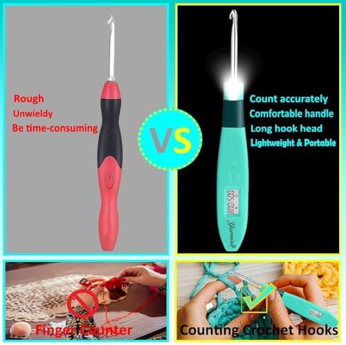 Yarniss 18 Size Counting Crochet Hooks Set with Light Handle 2.0mm~14.0mm - 5