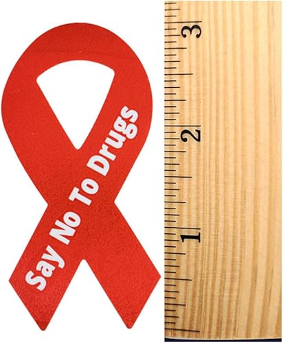Miniatura 4 de Calcomanías con texto en inglés Say No to Drugs  Calcomanías de cinta roja para concientización contra las drogas, perfectas para la semana del