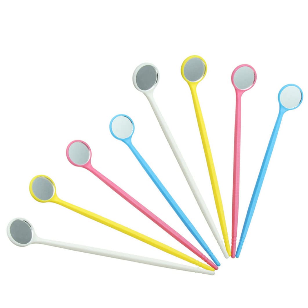 Miroir buccal, 100 pièces, miroir buccal jetable anti-buée, outils dentaires portables avec poignée antidérapante en PC, outil de retrait léger 6, 30x0, 79 pouces, couleur aléatoire