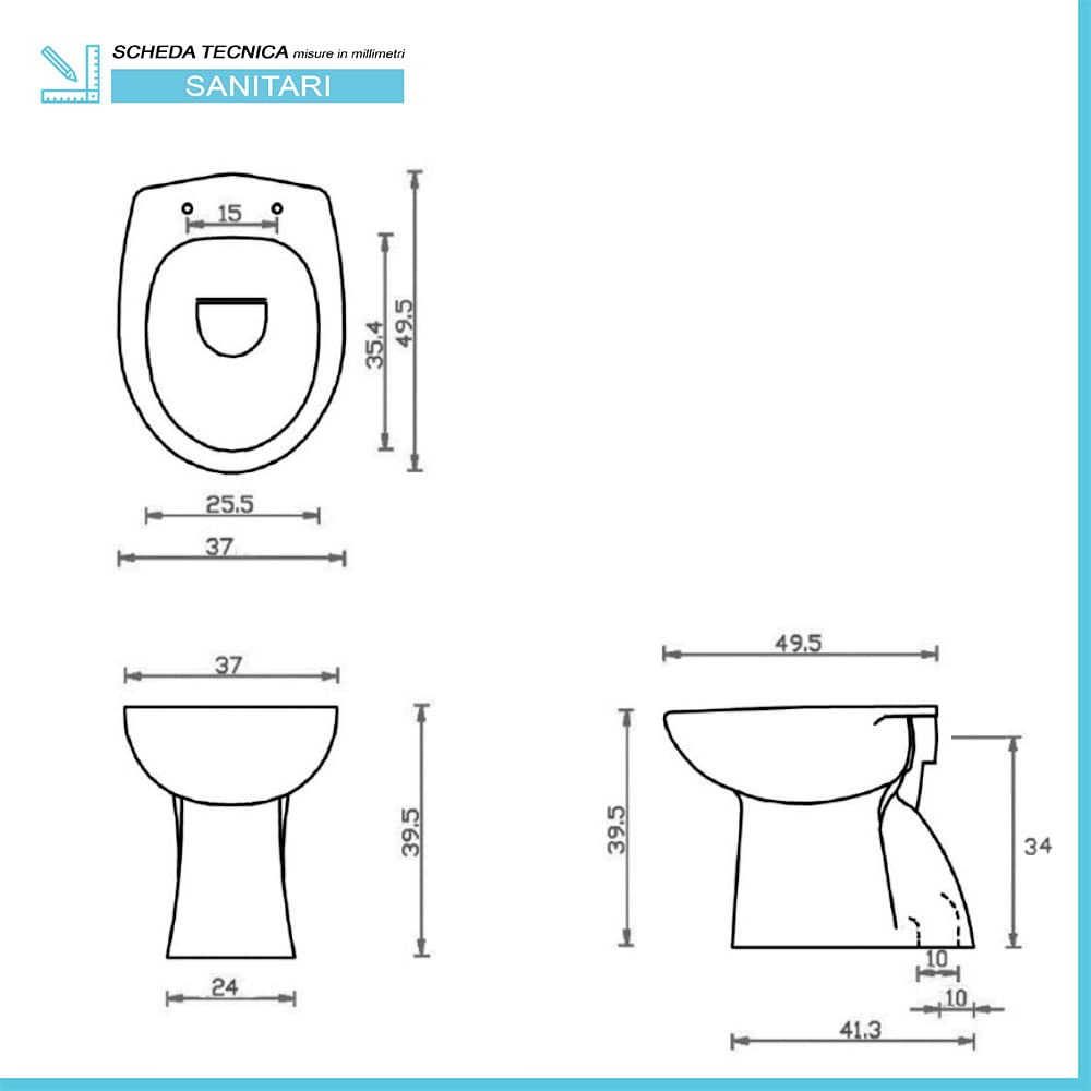 Inbagno Clara Vaso WC a Terra Ceramica Bianca Design Moderno