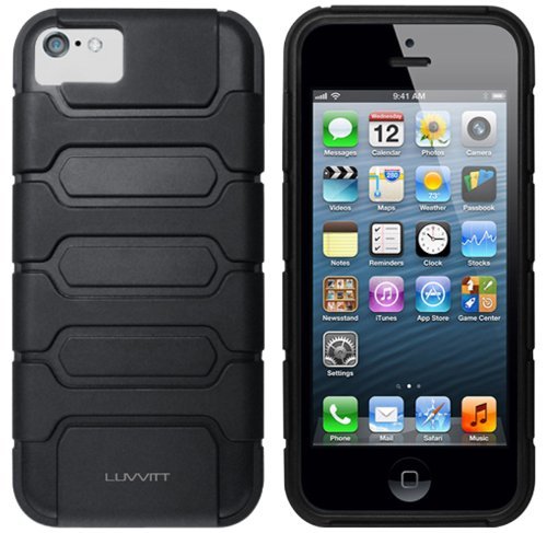 LUVVITT Armor Shell Double Layer Shock Absorbing Case for iPhone 5C Retail Packaging - Black
