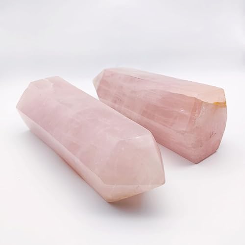 Miniatura 3 de Torre de cristal de cuarzo rosa, grande, 2.5-3.0 libras, decoración de cristal curativo, 6 varitas de punto facetado, 1 pieza para terapia de