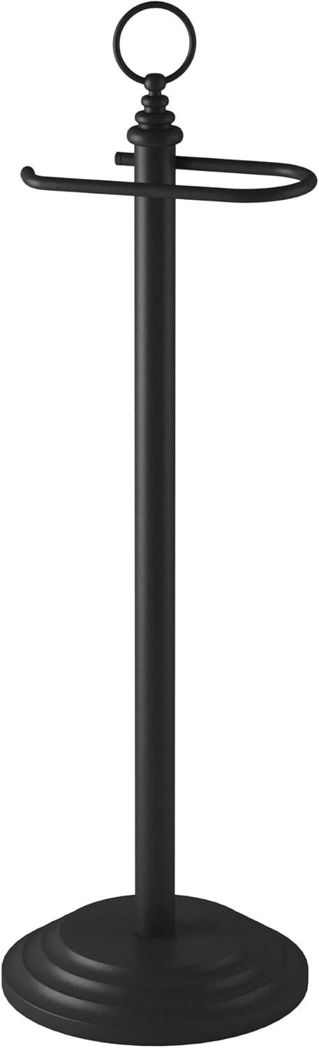 nu steel Freestanding Toilet Tissue Paper Roll Holder Stand Metal with Dead Matt Black Finish