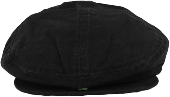 Mega Cap Washed Canvas Golfing Beret IVY Ascot Cabbie Cap Black