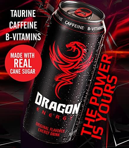 Dragon Energy Red 12 x 500 ml | Contains BVITS* Caffeine and Taurine | Maximise Performance | 100% Recyclable Cans | Proudly British | Refreshing Boost | Great Taste
