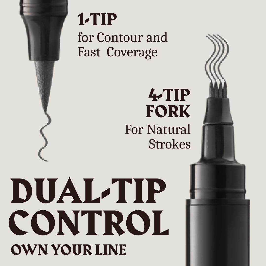 Striking Viking Beard Pencil Filler, nero medio – Set di matite da barba impermeabile, realistica e durevole con 2 penne e pennelli, migliora i peli del viso