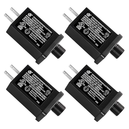 4PCS Replacement Yard Inflatable Adapter 12V Class 2 Power Supply 120VAC 60Hz LED IP44 Waterproof Transformer Plug for LED Strip String Light Halloween Christmas Inflatable Decorations