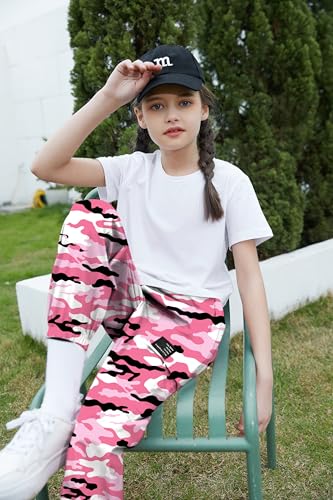 Image of Betusline Girls Fall Winter Clothing Sets, Long Sleeve Crop Top & Cargo Jogger Pants 2 Piece Outfit Sets,4T-14Y
