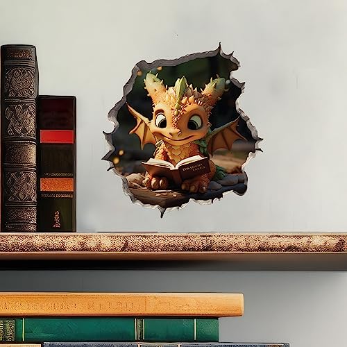 Vinilo Decorativo Dragón Lectura con Efecto 3D miniatura 2