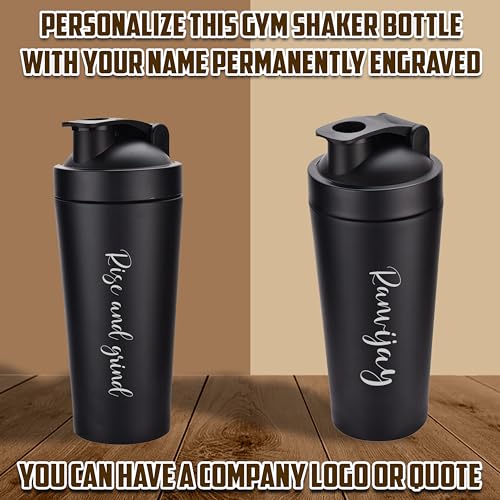 Image of Savri Customized Stainless Steel Gym Shaker Bottle - Name Engraved, Leakproof, BPA-Free Protein Shaker for Supplements, Water & Fitness. Personalized Shaker for Gym | Pre Workout Steel Shaker - 750 ML