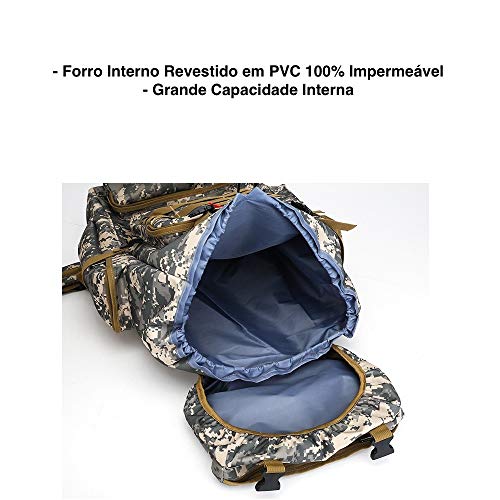 BANGE Mochila Grande Impermeável 80 litros Camping Trilha Camuflada Tática Militar Cargueira Aventur