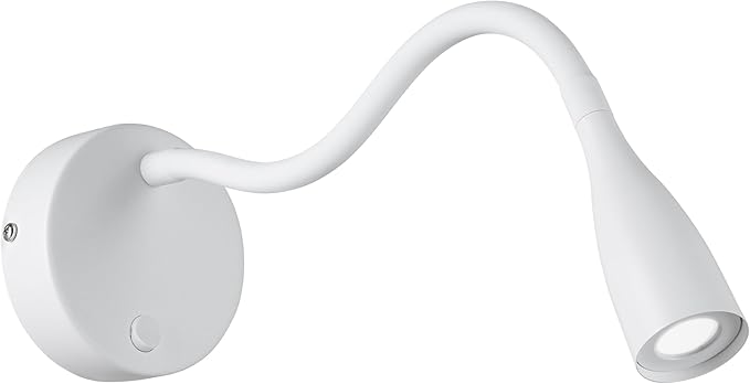 Eglo EGLO Olivandino Led-wandlamp, zwanenhals, leeslamp voor wandmontage, bedlamp met schakelaar, wandlamp voor slaapkamer, metaal en kunststof in wit, warmwit