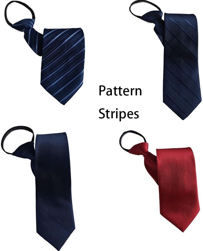 Men's Striped Zipper Tie Formal Banquet Business Suit Wedding Groom Dress Party Hosting