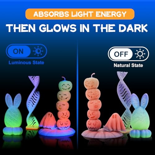 Image of LOVOON 3D Printer Filament Luminous Glow Rainbow PLA,Magic irradiative 3D PLA Filament 1.75mm, for Halloween and Christmas Decorations, Glow-Rainbow 6,1KG(2.2lbs) /Spool