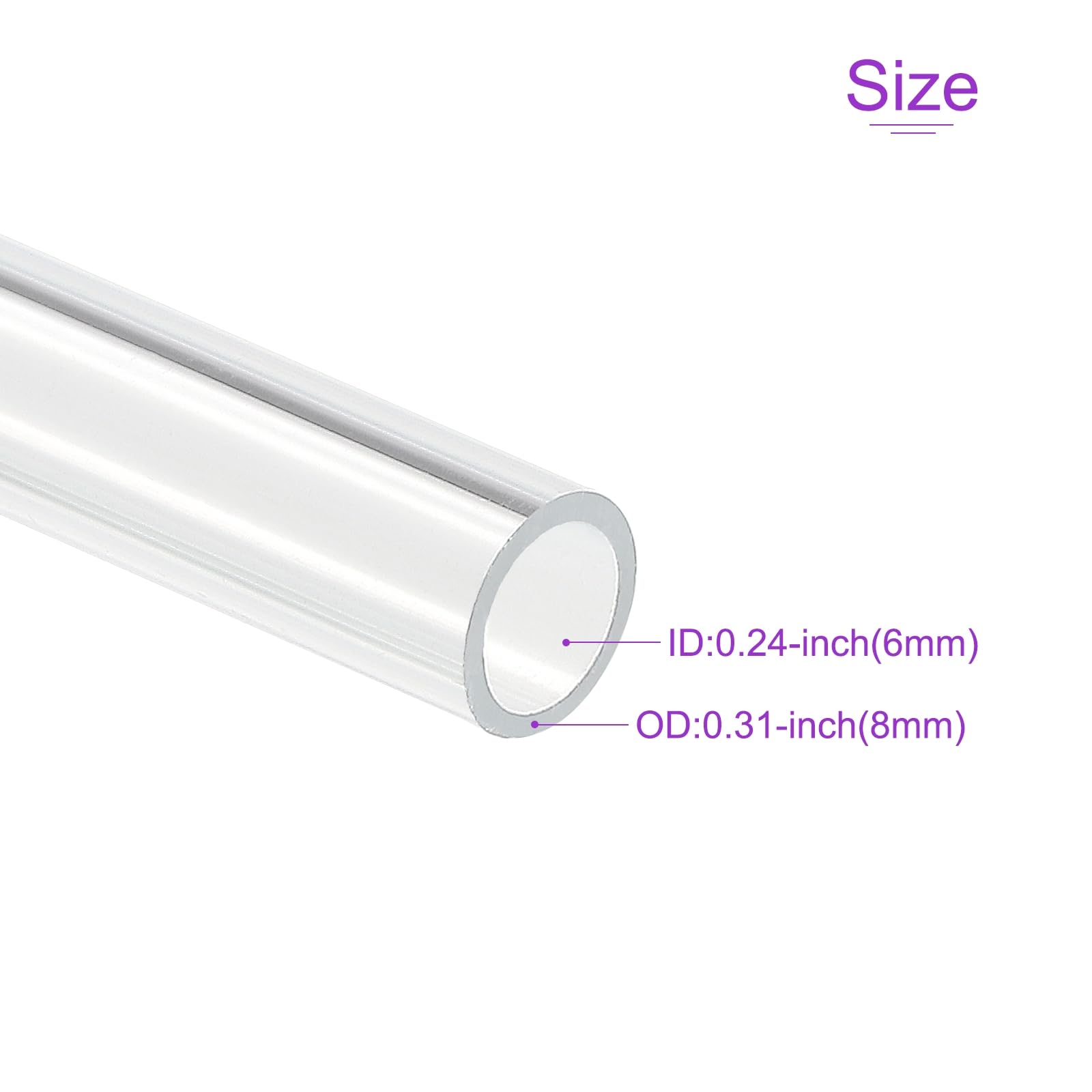 DMiotech 4Pz Tubo in Plastica Rigida in Acrilico Trasparente 6mm x 8mm (1/4" x 5/16") 10" per Tubi Acqua Acquario, Sistemi di Raffreddamento ad Acqua, Idraulica