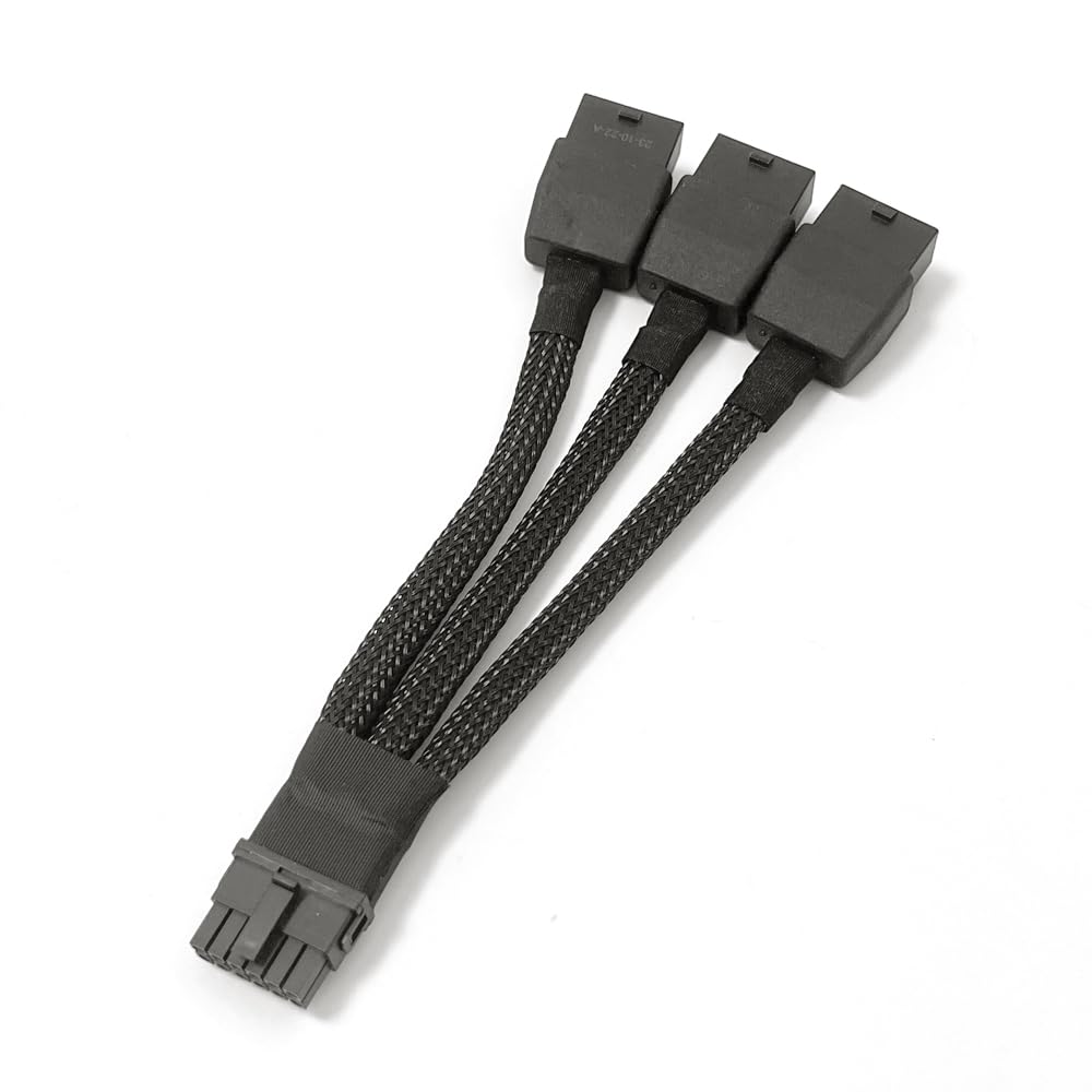 Gintai Cavo GPU 16Pin a 3X 8 Pin Pcie Extension- Adattatore 16AWG PCIE 5.0 12VHPWR 600W 16 Pin 12+4Pin per Scheda Grafica RTX 4090 4080 3090TI 4070Ti (3 x 8PIN)
