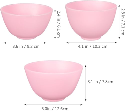 Miniatura 5 de EXCEART 3 cuencos de silicona rosa para mezclar máscaras faciales, almacenamiento de especias de belleza, antiadherente, flexible, juego de cuencos