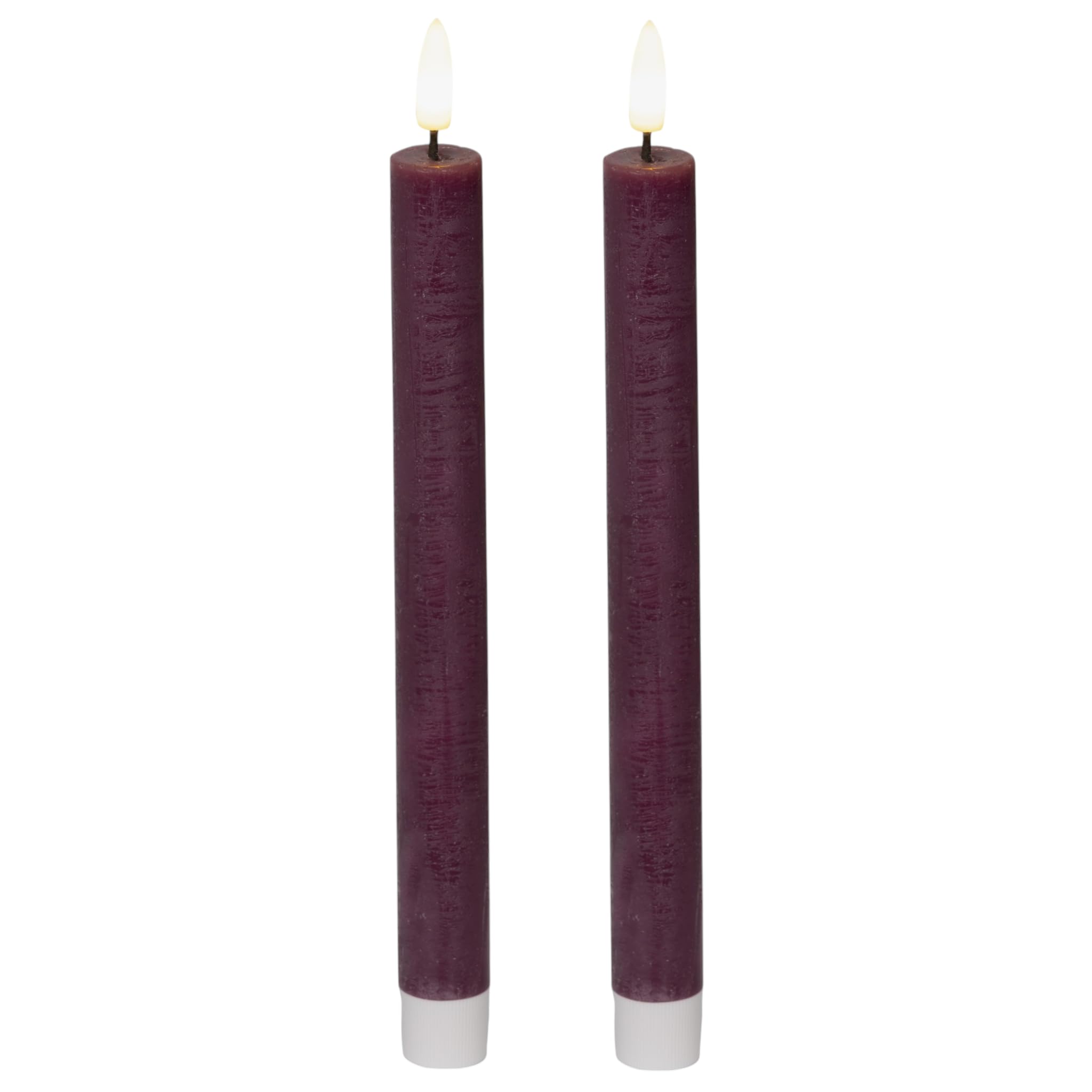MIJOMA LED Real Wax Candle with Realistic Flame, Timer and Battery Operated, Indoor LED Candle with Warm White Light, Natural Look (Brown - Vertical Groove Pattern, Diameter 2 cm x 24 cm) — image 1