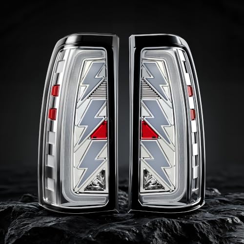 Image of Sequential Led Tail Lights Fit for 1999-2002 Chevy Silverado 1500 /2500,1999-2006 GMC Sierra 1500 /2500 /3500, Starting Animated Dynamic Turn Signal,Brake Light,Reverse Light,Rear Light Assembly, Clear