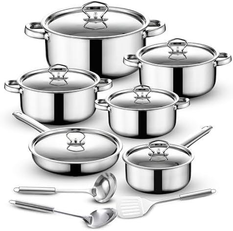 Topfset Scheffler Topfset Induktion 15-teilig, Induktions Töpfe Set,Tö