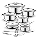 Produktbild Retoo Topf und Pfannenset Induktion 15-teilig Kochtopf Set mit Deckel, 3 Schöpfkellen, Pfanne, Topfset Edelstahl Bratpfanne, Griff, Spülmaschinengeeignet Durchmesser 17/19/21/25 cm