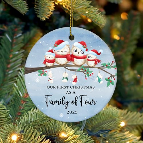 Image of First Christmas As Family of 4 Ornament 2025 - New Parents Ornament