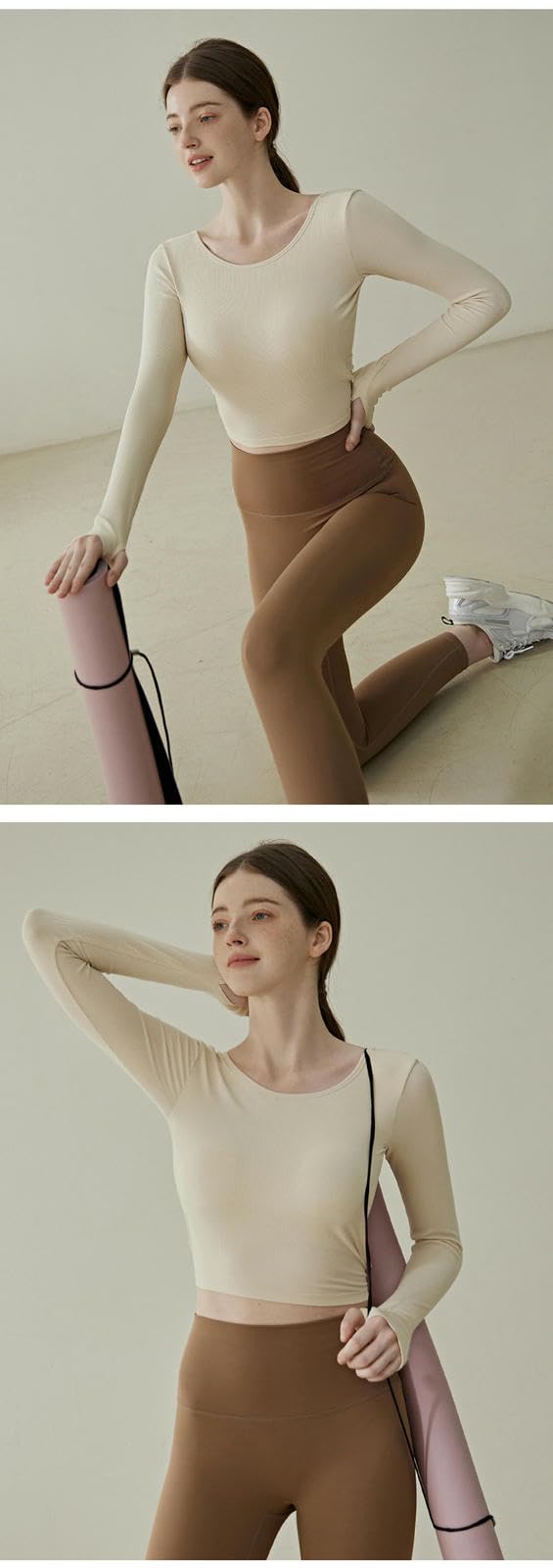 Damska letnia odzież do jogi z biustonoszem, top z długim rękawem do treningu, treningu i fitnessu