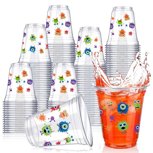 Uiifan 50 Pcs Halloween Monster Cups Little Monster Birthday Party Supplies