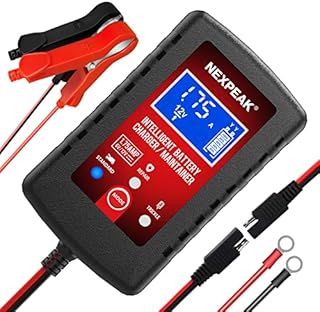1.75-Amp Car Battery Charger, 6V and 12V Smart Fully Automatic Battery Charger Maintainer, Trickle Charger, Battery Desulfator for Car, Lawn Mower, Motorcycle, Boat, Marine Lead Acid Batteries